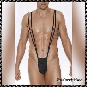 🆕🖤Neon Pink Men's Suspender Pouch Lingerie /stripper wear